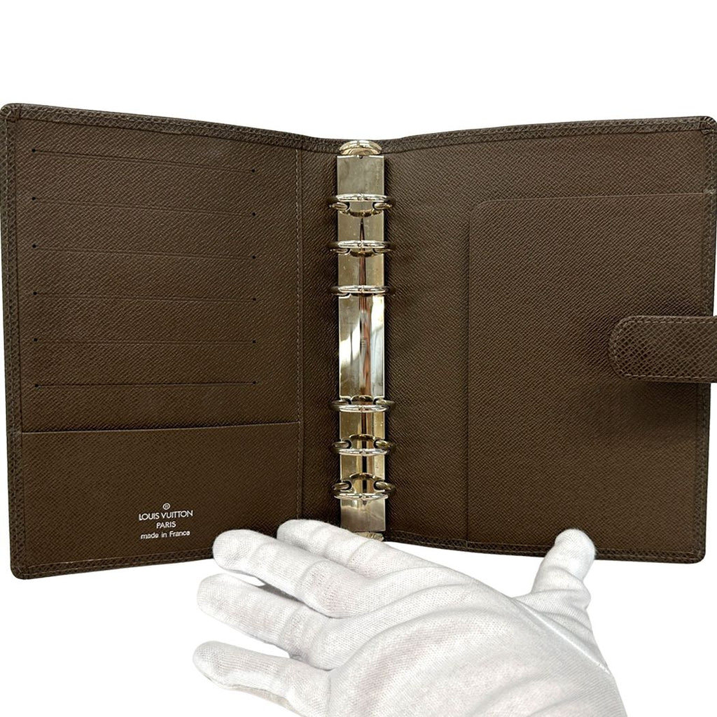 Louis Vuitton Notebook Cover Taiga Agenda MM Grizzly Brown Simple — view 4