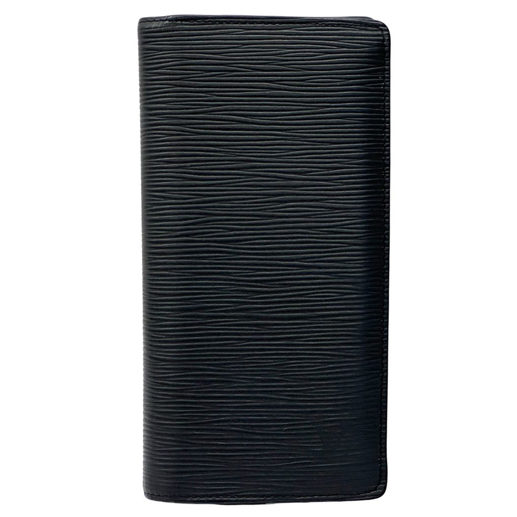 Louis Vuitton Wallet Epi Portefeuille Brazza Noir Black Bifold Simple