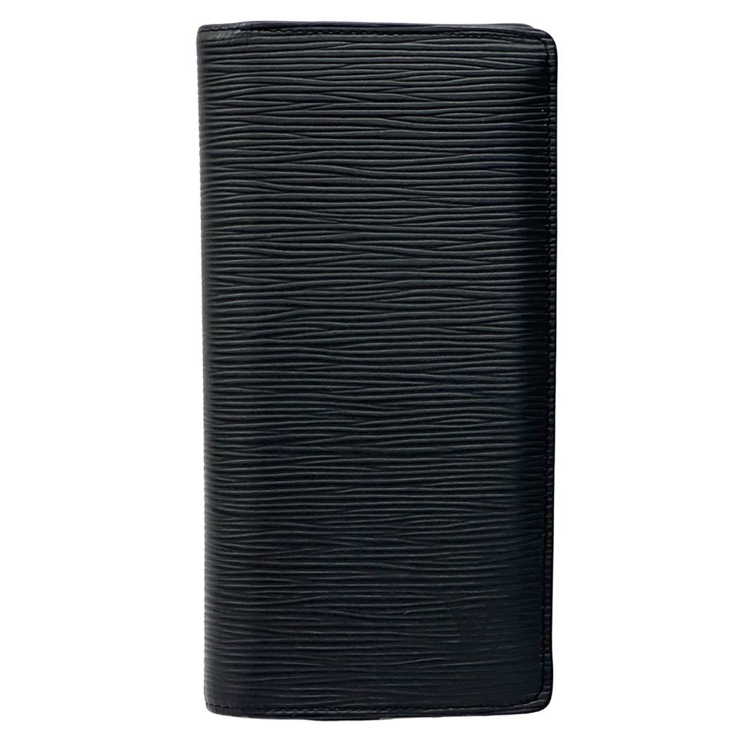 Louis Vuitton Wallet Epi Portefeuille Brazza Noir Black Bifold Simple