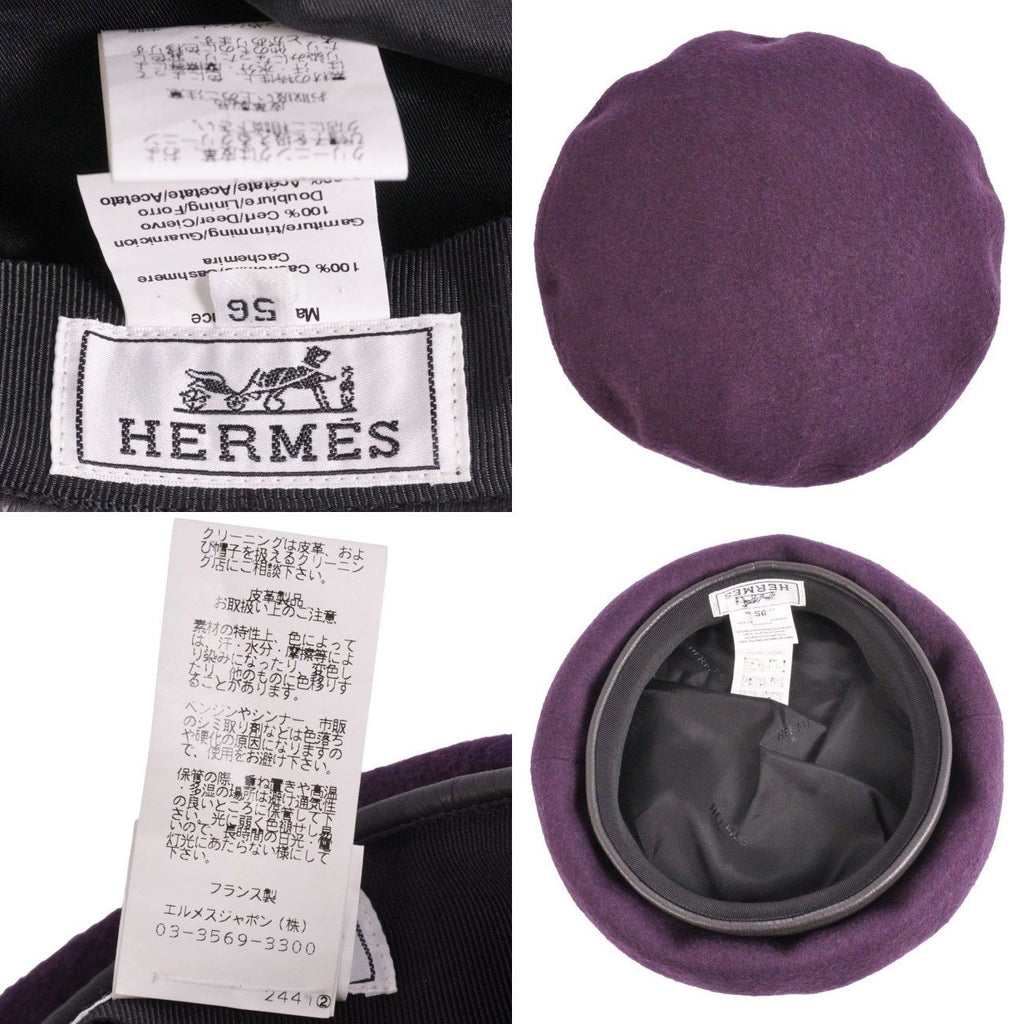 Hermes Hat Beret Cap Cashmere Deerskin — view 6