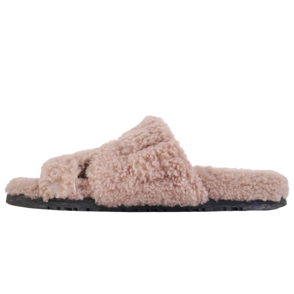 Hermes Sandals Chypre Logo Shearling Shoes — view 7