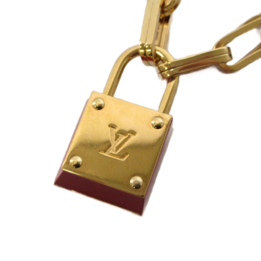 Louis Vuitton Padlock Chain Pendant Gold Color KH