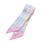 Hermes Bolduc Au Carre Scarf Ribbon Silk Light Blue Pink YT