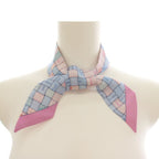 Hermes Bolduc Au Carre Scarf Ribbon Silk Light Blue Pink YT — view 2