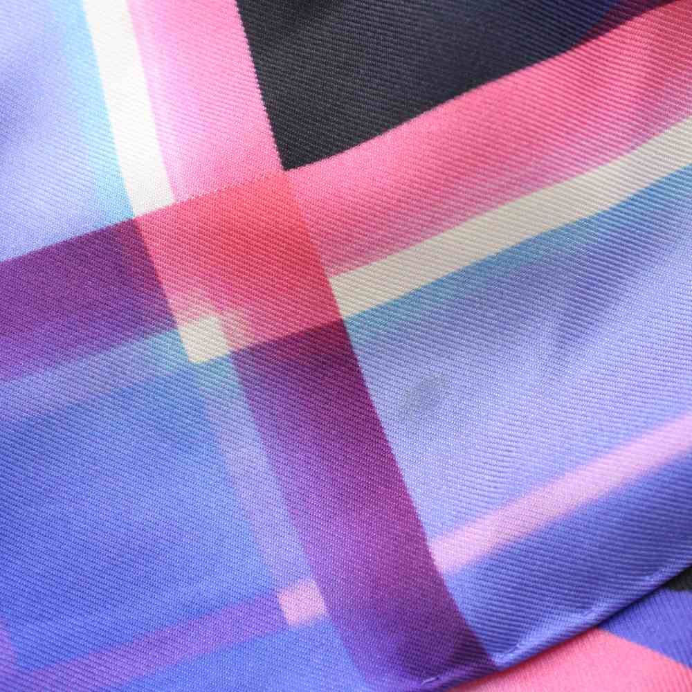 Chanel Scarf CC Logo Geometric Pattern Silk Blue Black YT — view 6