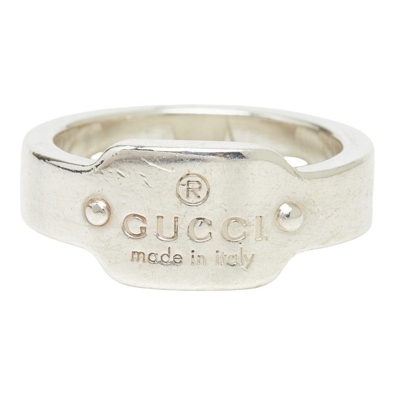 Gucci Logo Plate Ring Silver