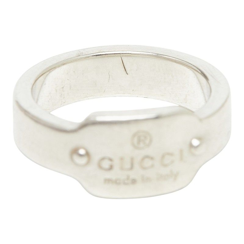 Gucci Logo Plate Ring Silver — view 6