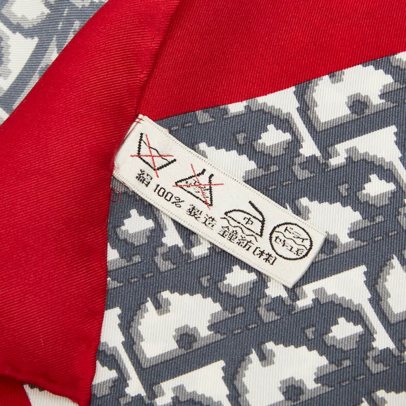 Dior Trotter Scarf Red Navy White Silk — view 4
