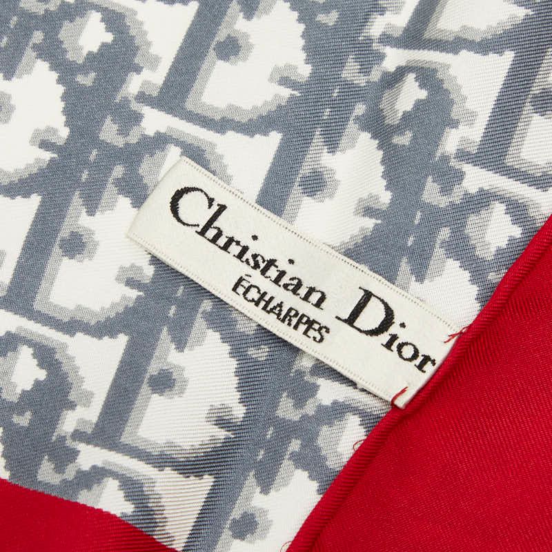 Dior Trotter Scarf Red Navy White Silk — view 3