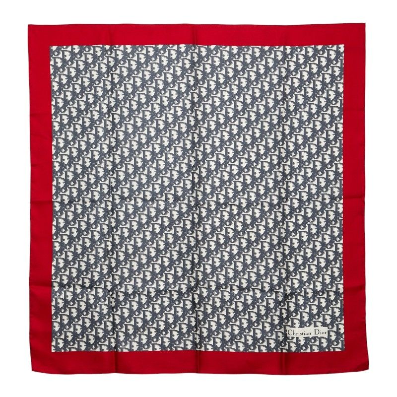 Dior Trotter Scarf Red Navy White Silk
