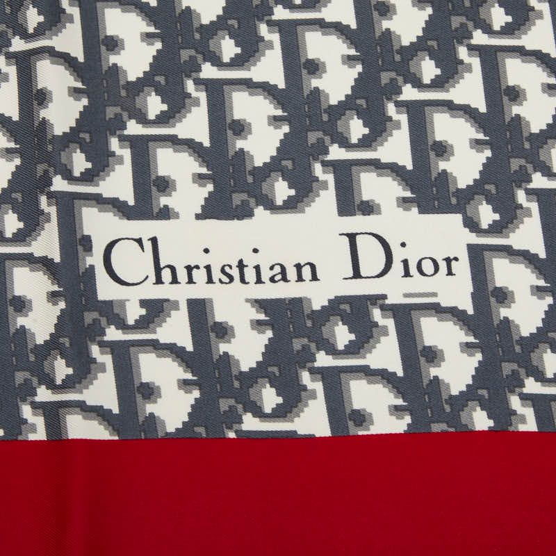 Dior Trotter Scarf Red Navy White Silk — view 2