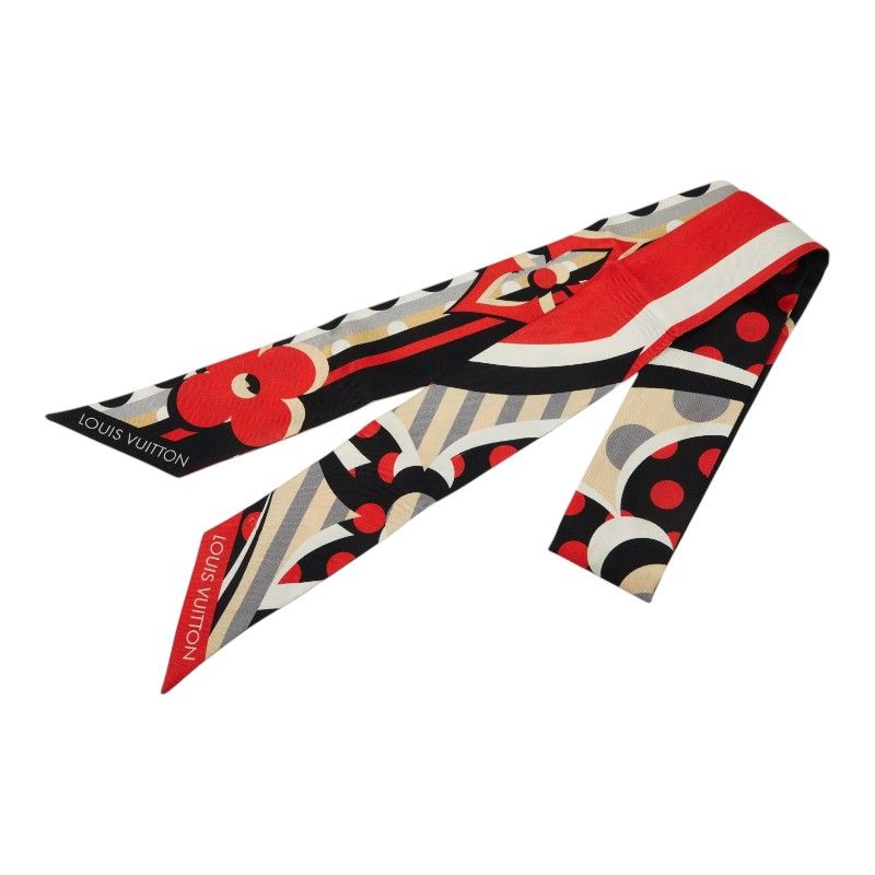 Louis Vuitton Pop Monogram Bandeau BB Scarf Red Black Silk