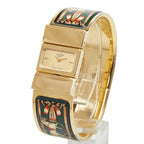 Hermes Location Cloisonne Bangle Watch Gold Green Plated — view 2
