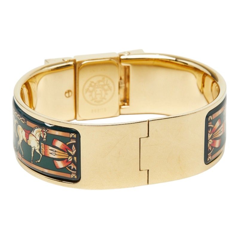 Hermes Location Cloisonne Bangle Watch Gold Green Plated — view 5