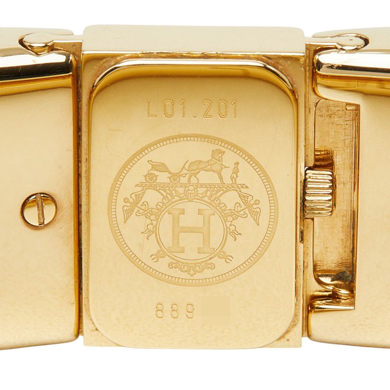 Hermes Location Cloisonne Bangle Watch Gold Green Plated — view 6