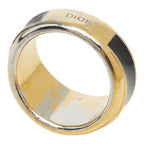 Dior Logo Code Ring M Gold Black Plated — view 6