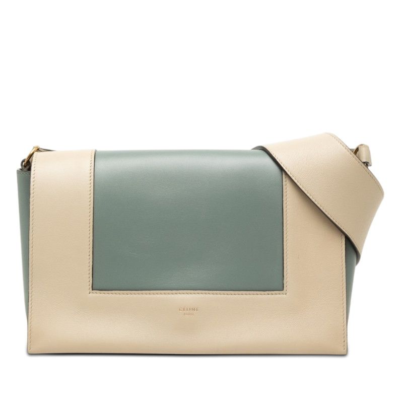 Celine Frame Cross Belt Bag Crossbody Storm Blue Gray Leather