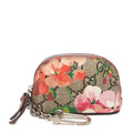 Gucci GG Blue Mus Floral Flower Coin Purse Pouch Beige Pink Leather