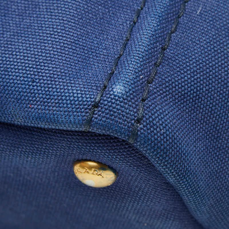 Prada Canapa Mini 2-Way Shoulder Bag Blue Canvas — view 6