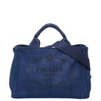 Prada Canapa Mini 2-Way Shoulder Bag Blue Canvas