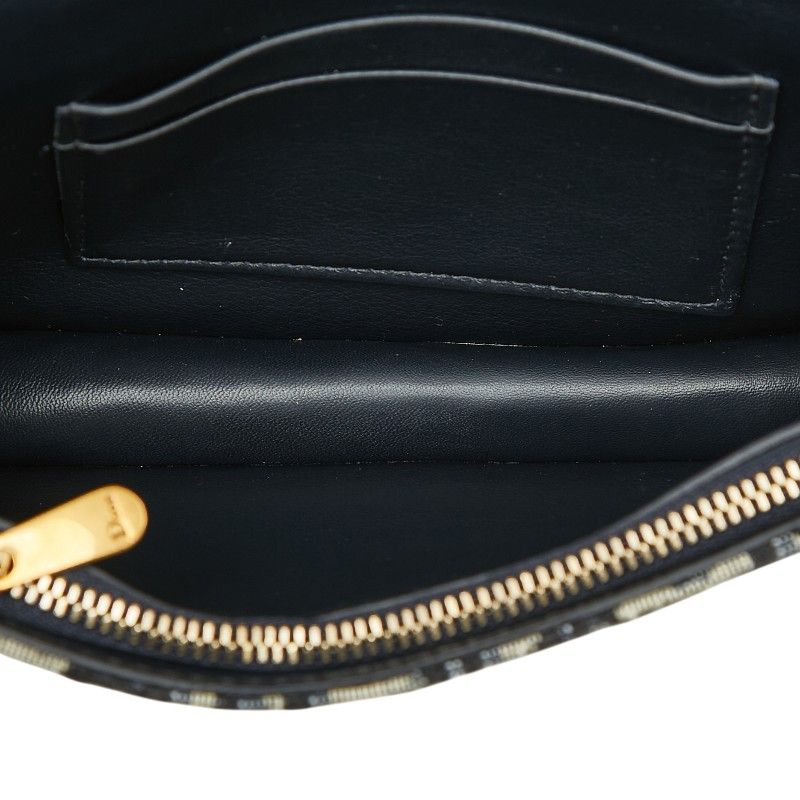Dior Oblique Saddle Jacquard Belt Bag Shoulder Pouch Beige Navy Canvas Leather — view 9