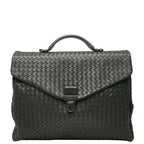 Bottega Veneta Intrecciato Business Briefcase Gray Leather