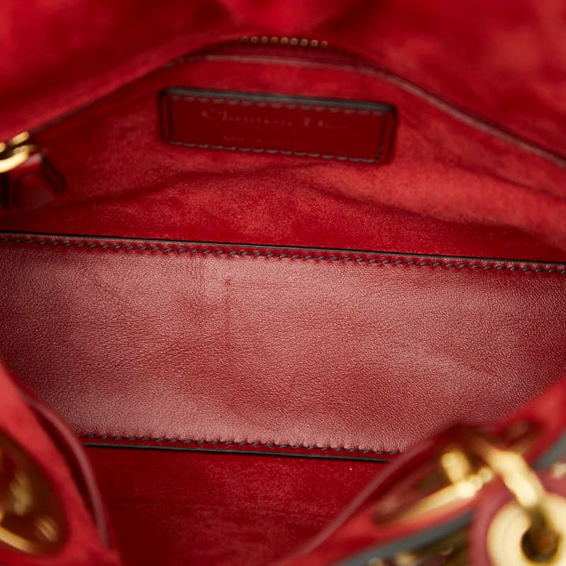Dior Mini Lady Dior Studs Chain Shoulder Bag 2-Way Red Lambskin — view 9