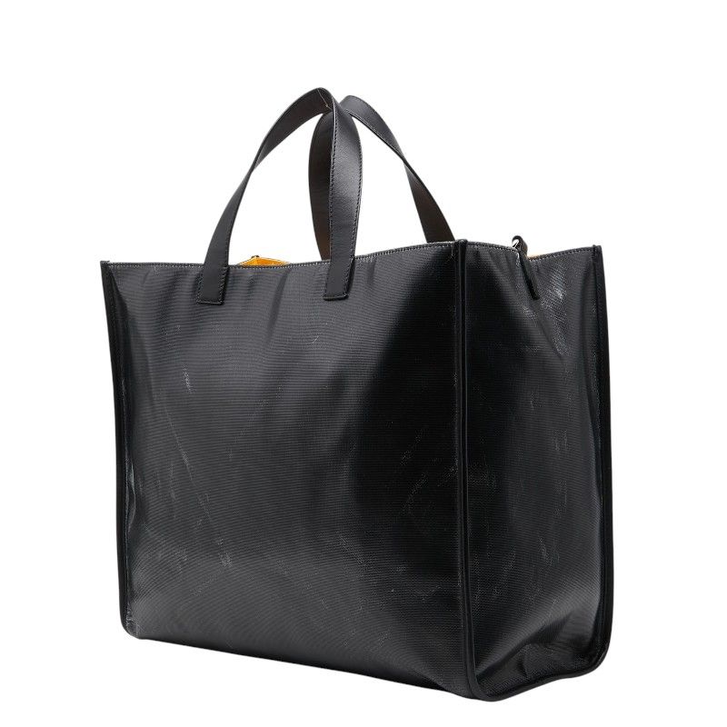Fendi Big Logo Fish Eye Tote Shoulder Bag 2-Way Black White Leather — view 2