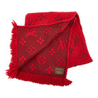 Louis Vuitton Monogram Echarpe Logo Mania Scarf Red Wool Silk — view 2