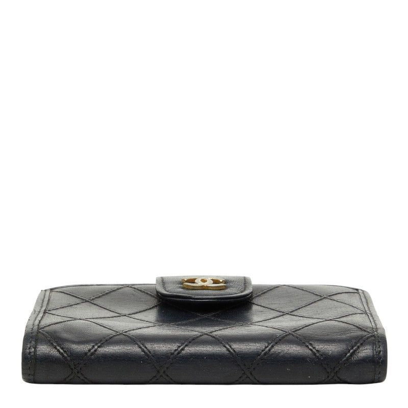 Chanel CC Logo Bicolor Bifold Wallet Black Leather — view 3