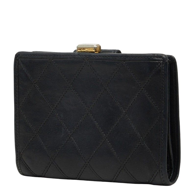 Chanel CC Logo Bicolor Bifold Wallet Black Leather — view 2