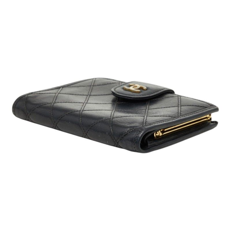 Chanel CC Logo Bicolor Bifold Wallet Black Leather — view 4