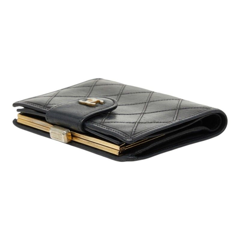 Chanel CC Logo Bicolor Bifold Wallet Black Leather — view 5