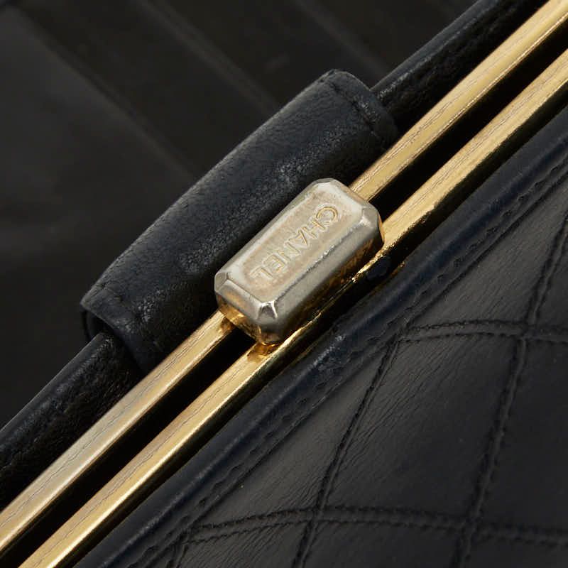 Chanel CC Logo Bicolor Bifold Wallet Black Leather — view 8