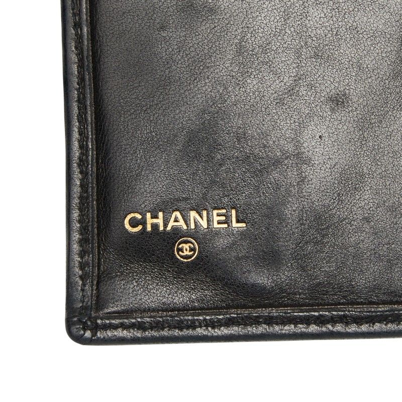 Chanel CC Logo Bicolor Bifold Wallet Black Leather — view 9