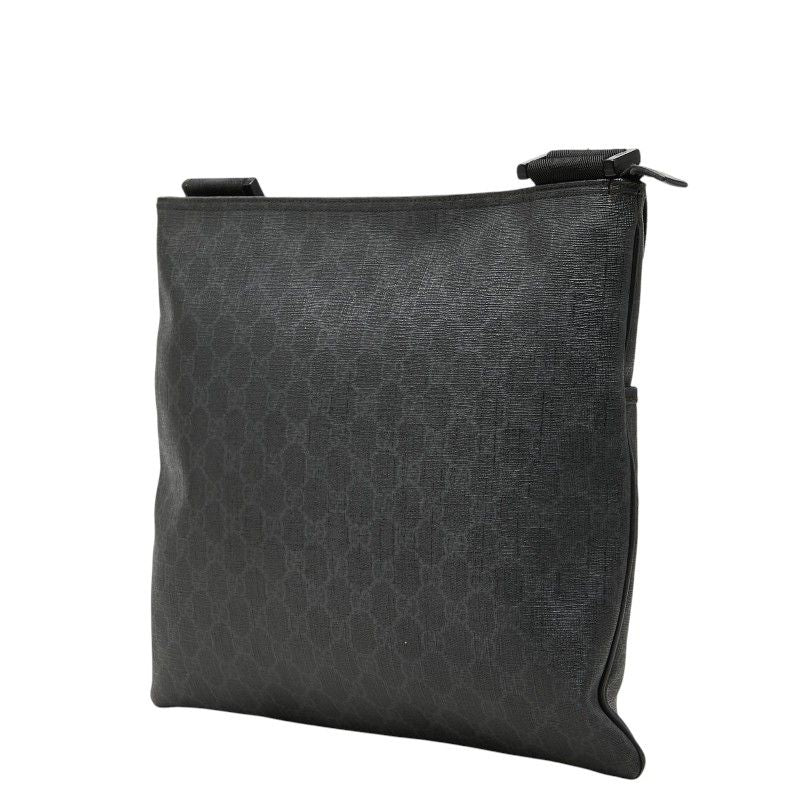 Gucci GG Supreme Crossbody Shoulder Bag Black Gray Leather — view 2
