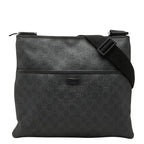Gucci GG Supreme Crossbody Shoulder Bag Black Gray Leather