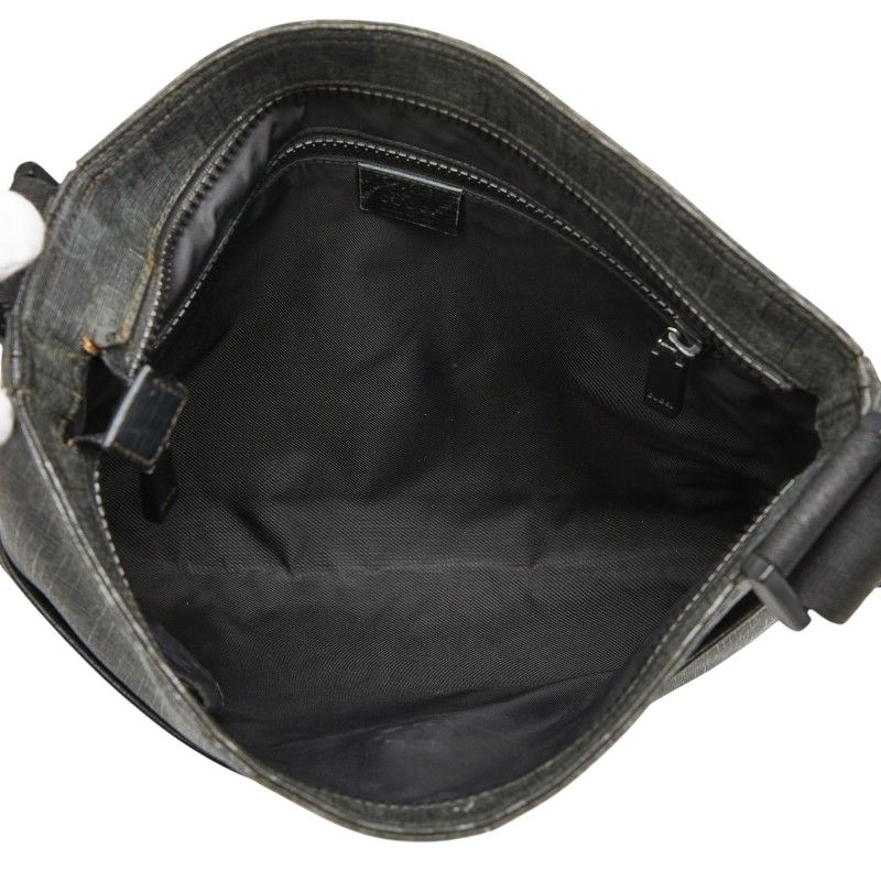 Gucci GG Supreme Crossbody Shoulder Bag Black Gray Leather — view 7