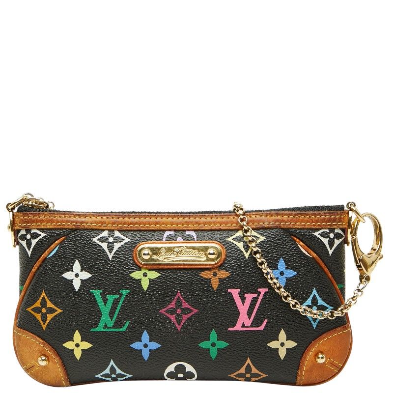 Louis Vuitton Monogram Multicolor Pochette Mila MM Handbag Pouch Noir Black