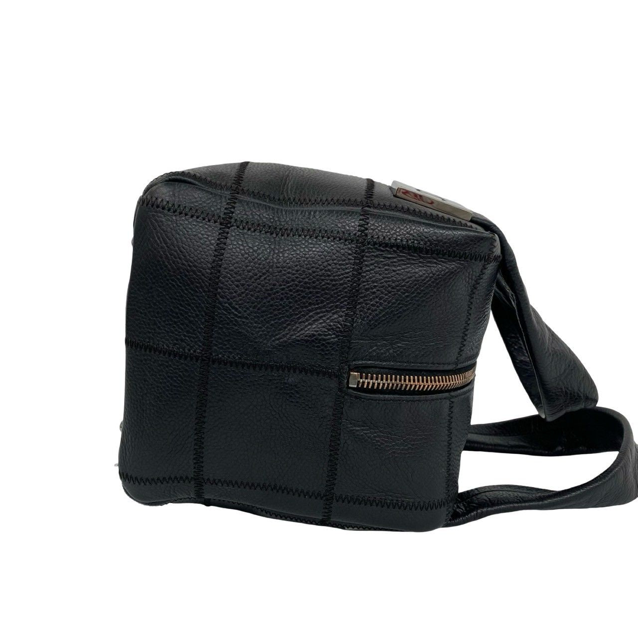 Chanel With Card Choco Bar Caviar Leather Mini Boston Bag Black — view 6