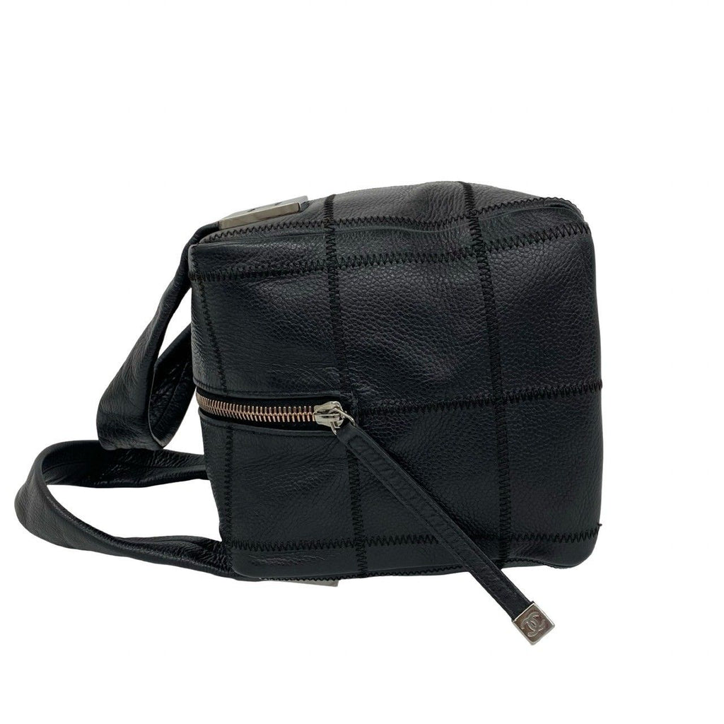 Chanel With Card Choco Bar Caviar Leather Mini Boston Bag Black — view 5