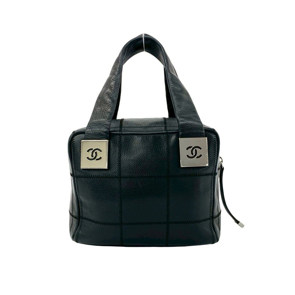Chanel With Card Choco Bar Caviar Leather Mini Boston Bag Black — view 3