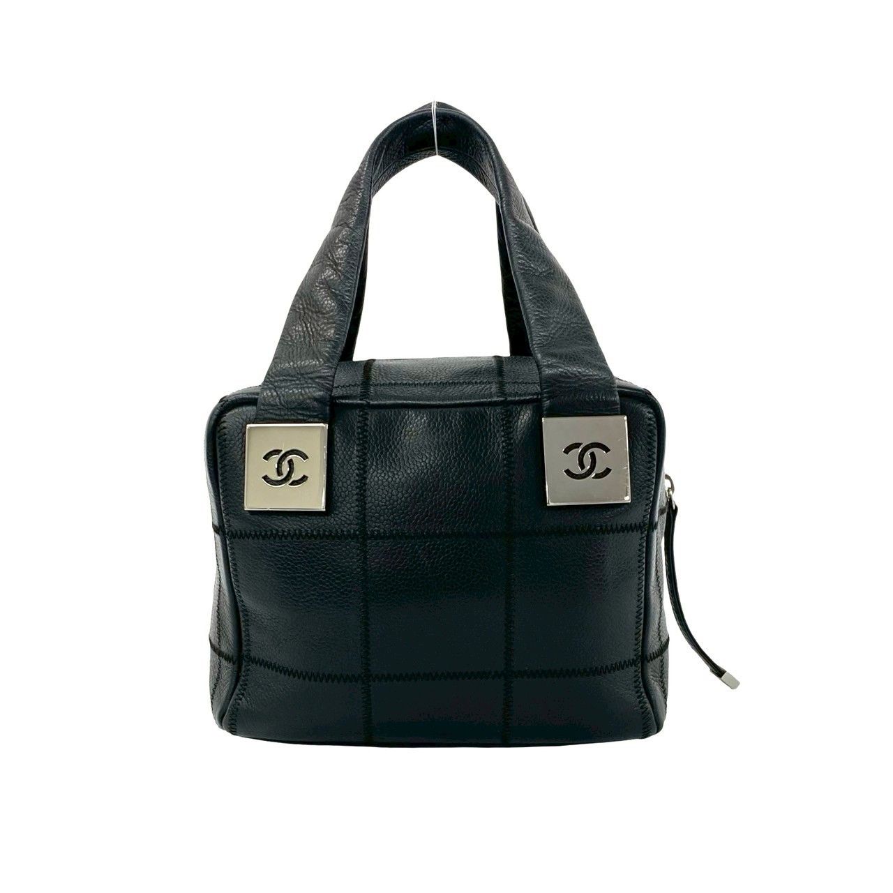 Chanel With Card Choco Bar Caviar Leather Mini Boston Bag Black — view 3