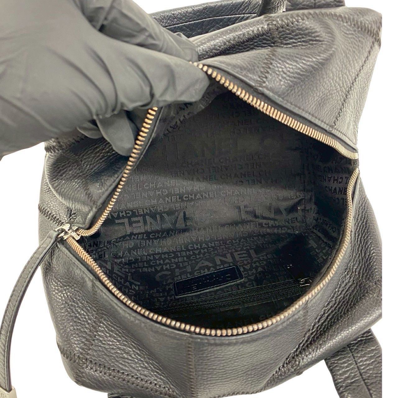 Chanel With Card Choco Bar Caviar Leather Mini Boston Bag Black — view 9