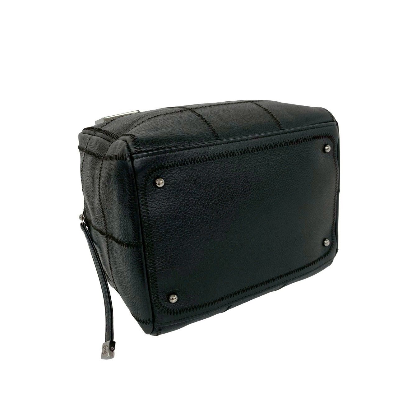 Chanel With Card Choco Bar Caviar Leather Mini Boston Bag Black — view 7