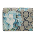 Gucci GG Blue Mus Supreme Compact Wallet Bifold Flower Floral Pattern Multi