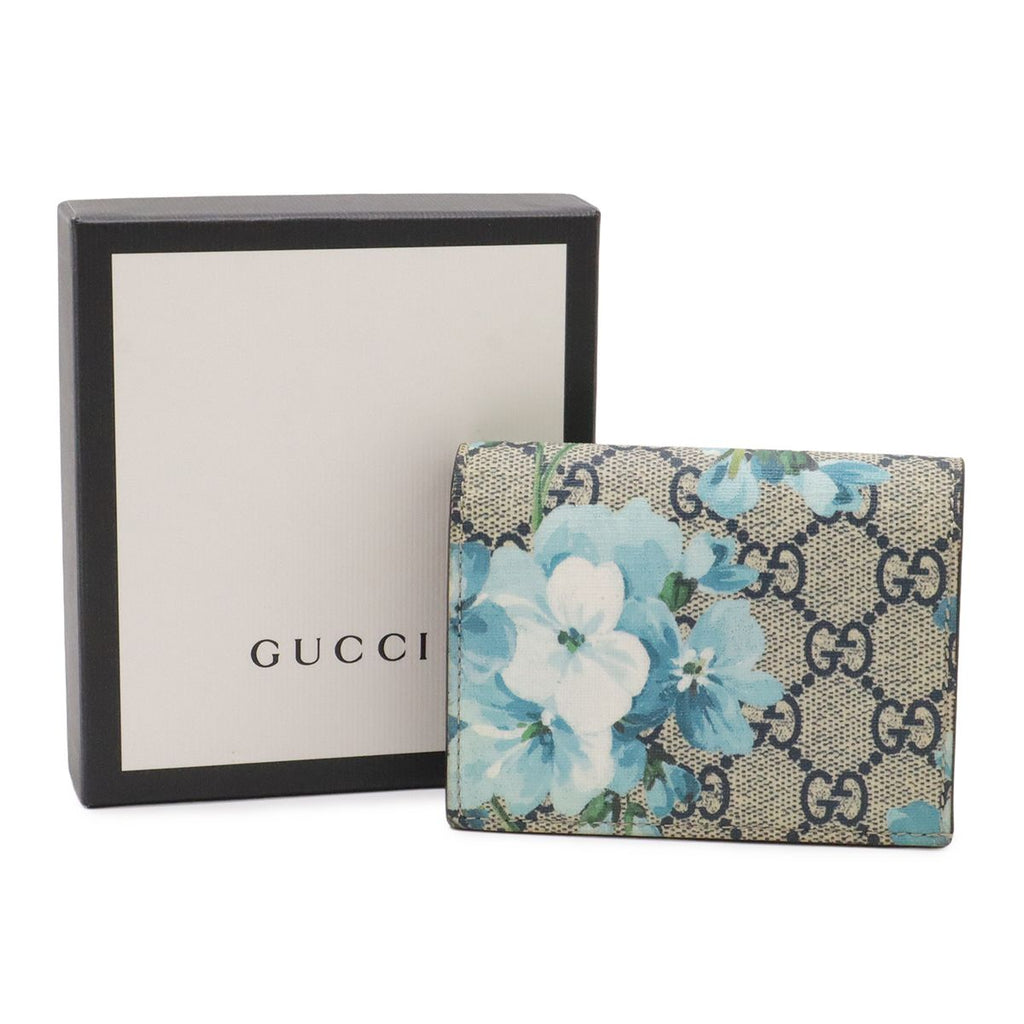 Gucci GG Blue Mus Supreme Compact Wallet Bifold Flower Floral Pattern Multi — view 8
