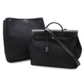 Hermes Herbag MM 2-Way Shoulder Bag Toile Officier Canvas Black Stopper Out of