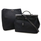 Hermes Herbag MM 2-Way Shoulder Bag Toile Officier Canvas Black Stopper Out of