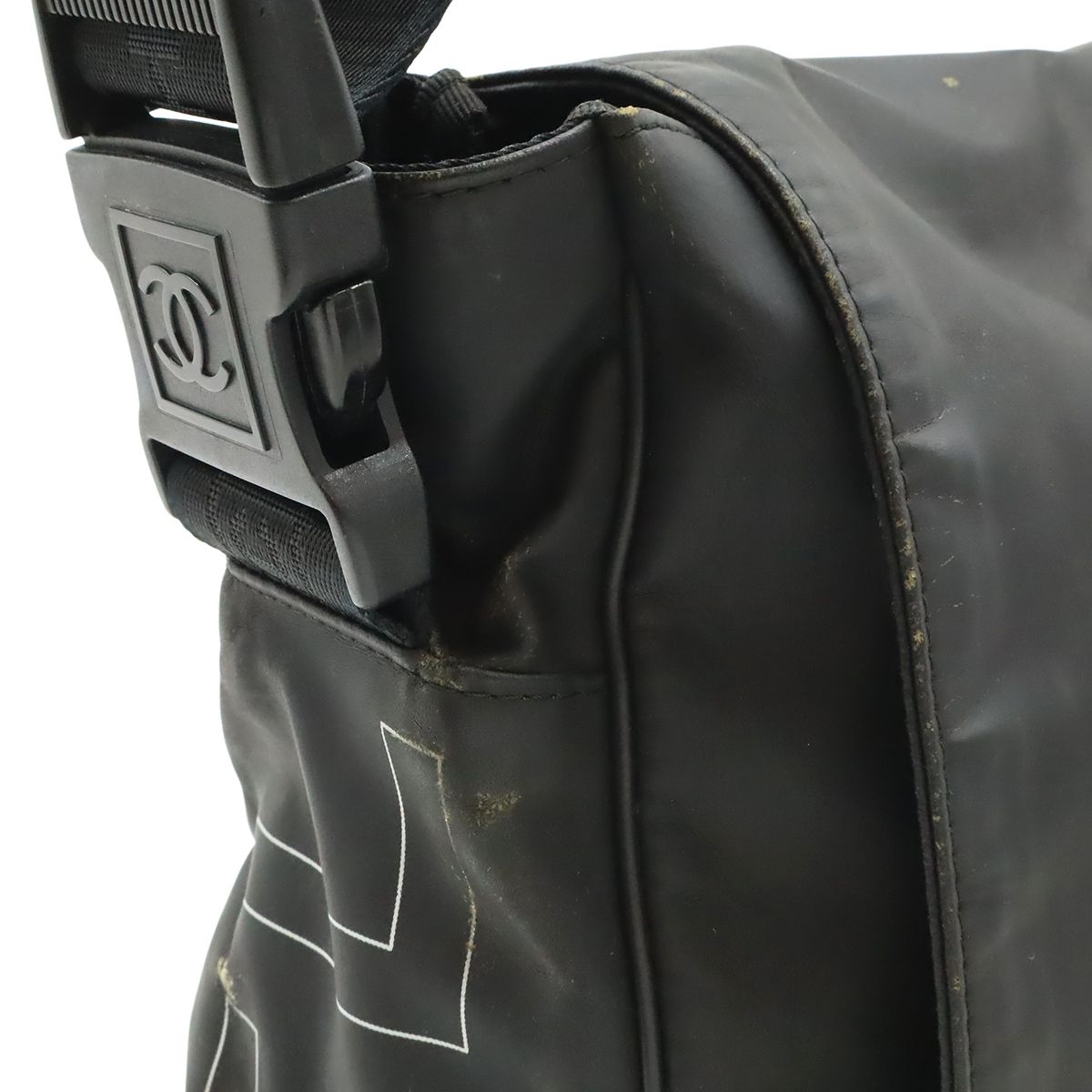 Chanel Sports Line CC Logo Messenger Bag Crossbody Rubber Coating Black — view 6